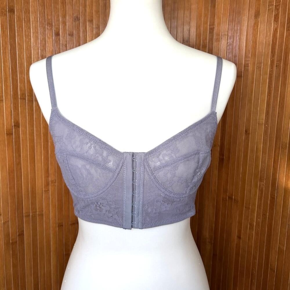 Intimately Free People Lavender Lace Longline Bralette Hook Eye  S